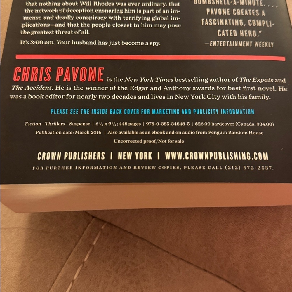The Travelers A Novel PB Chris Pavone Advance Reader Edition GUC - Picture 4 of 4